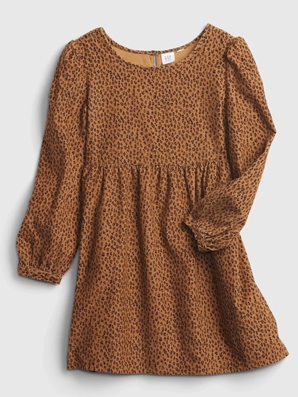 GAP Leopard Print Corduroy Long Sleeve Dress